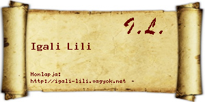 Igali Lili névjegykártya